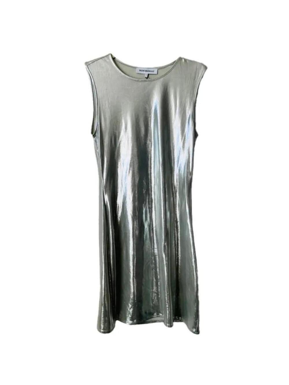 Silver Metallic Mini Dress/Tunic - Size XS